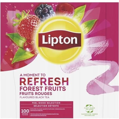 Lipton Feel Good Selection Forest Fruit - 100 Theezakjes - Zwarte Thee Bosvruchten - Grootverpakking - 1 Doos