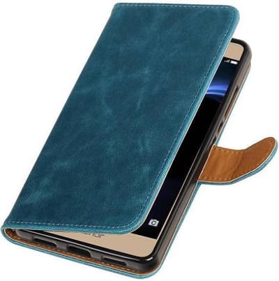 Zakelijke Book Case Telefoonhoesje Geschikt voor de Huawei Honor V8 - Portemonnee Hoesje - Pasjeshouder Wallet Case - Blauw