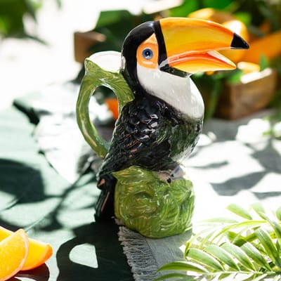 Exotische decoratieve vaas toekan keramiek figuur kleurrijk 20×10×24cm