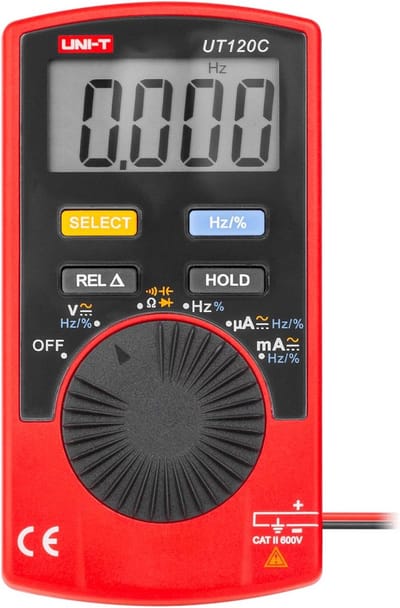 Digitale multimeter met automatische omschakeling en meetfuncties voor spanning, stroom en weerstand