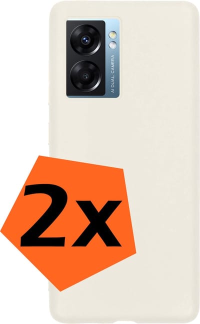 Hoes - 2 Stuks - Geschikt voor OPPO A77 - Sterk & Shockproof - Case Siliconen - Back Cover - Telefoon Hoes - Wit
