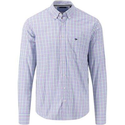 Fynch-Hatton Overhemd Superfine Combi Check Dusty Lavender-Multi / male