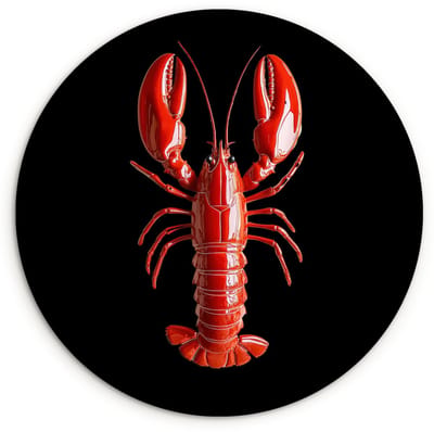 WallCircle® Wandcirkel 120x120 cm - Muurcirkel Kreeft - Glossier Rood - Zwart - Muurdecoratie woonkamer - Wanddecoratie slaapkamer - Kamer decoratie accessoires - Ronde schilderijen XXL