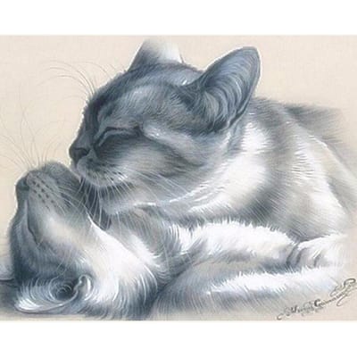 5D DIY volledige ronde Diamond schilderij intieme kittens borduurwerk kruissteek 20X30CM gray