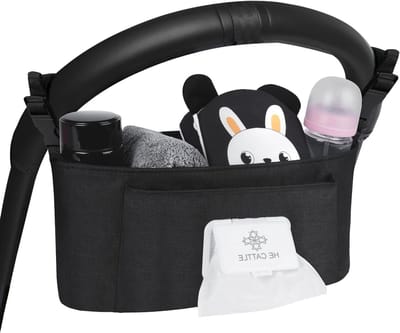 Organizer voor Kinderwagens met Opbergzak voor Natdoeken, Vouwbare Opbergoplossing voor Babyaccessoires, Universele Geschiktheid voor Alle Kinderwagenmodellen