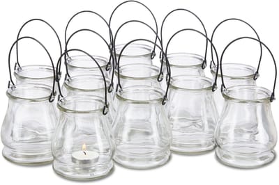 96x windlicht glas - waxinelichthouder - windlichten - tafeldecoratie - set