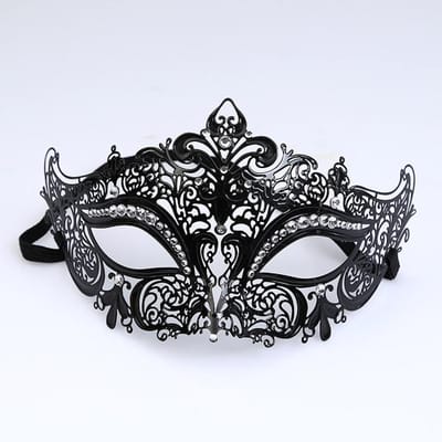 Met Diamant Ingelegd Hol IJzeren Kunst Masker Halve Gezichtsmasker Voor Vrouwen black