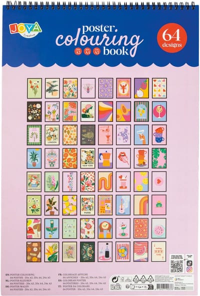 Joya Creative Kleurboek voor Volwassenen Posters - Volwassen Kleurboek met 64 Designs - A3, A4 en A5 Formaat - Uitscheurbaar - Spiraalband