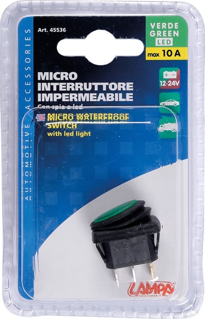 Schakelaar met LED Groen 12/24V Waterproof