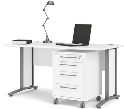 Giga Living Bureau Prima - Wit/Grijs - 150x80x75cm