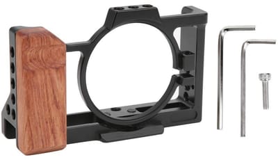 Dailygoody - Camera Konijnenkooi - Beschermende Behuizing - Aluminium - Houten Handgreep - Geschikt voor ZV1 Camera - Lichtgewicht en Duurzaam