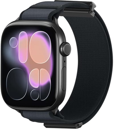 By Qubix - Geschikt voor Apple Watch bandje - Magnetische nylon bandje - Zwart - Geschikt voor Apple Watch 38mm / 40mm / 41mm / 42mm - nylon - bandje iWatch