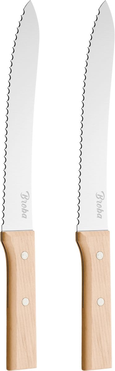 Broodmes Gekarteld Kartelmes Brood Mes 2-pack met Houten Handvat