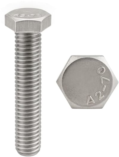 schroeven M10 x 70 mm totale schroefdraad zeskantkop (M10 x 70) – roestvrij staal A2 (304) – schroeven kop H (TH) – DIN 933: set van 5 stuks ProRaje