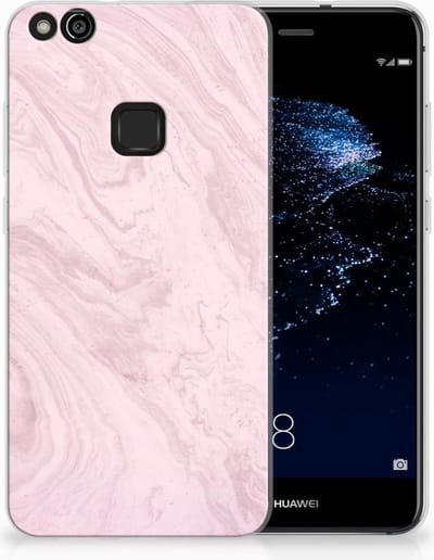 Huawei P10 Lite TPU Siliconen Hoesje Marble Pink - Origineel Cadeau Vriendin