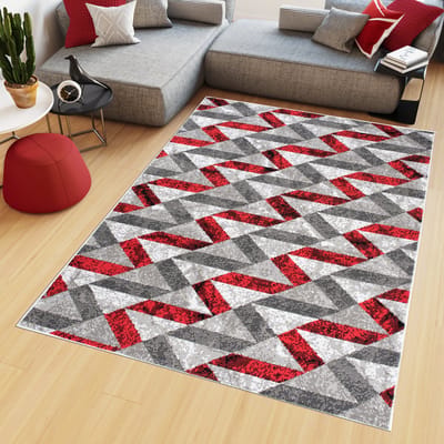 Tapiso Maya Vloerkleed Rood Grijs Slaapkamer Tapijten Maat- 180x250