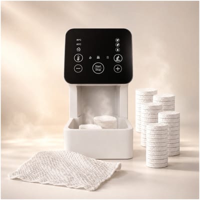 Hot Face Handdoekverwarmer van MMOBIEL – Automatische Handdoekdispenser met 50 Gecomprimeerde Wegwerp Gezichtsdoekjes – Instelbare Temperatuur & Vochtigheid – Voor Spa, Salon & Thuis