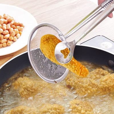 keukenvergiet-Saladefilter- Roestvrijstalen tang- Clipvergiet- Keukengereedschap