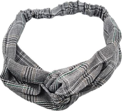 Haarsoires Haarband Twist 5cm – Retro Ruitprint – Gladde Stof – Zwart Wit Groen - Zachte Knoop Hoofdband - Haaraccessoire voor Dames & Meisjes