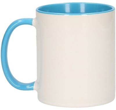 Koffiemok / thee beker - 4x - 300 ml - Wit/blauw - Cadeau mokken - keramiek