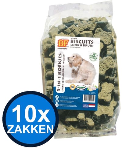 10x Biofood - 3in1 Koekjes Look & kruid - Hondenvoer Snacks - 500 g