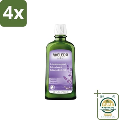WELEDA - Ontspanningsbadmelk - Lavendel - 200 ml - Voordeelverpakking - 4 stuks - Aromatherapie - Natuurlijke badproducten