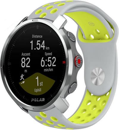 Strap-it Siliconen sport bandje - geschikt voor Polar Grit X / Grit X Pro / Vantage M / M2 / M3 / V3 - grijs/geel
