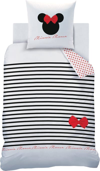 Disney Minnie Mouse Dekbedovertrek Stripes - Eenpersoons - 140 x 200 cm - Katoen