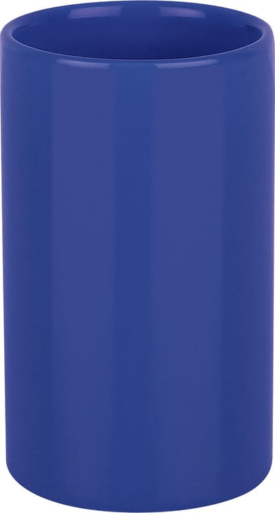 Spirella Tandenborstelhouder Keramiek - Tumbler Badkamer Beker voor Tandenborstel - Navy - 7 x 11,5 cm