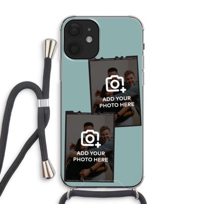 Gepersonaliseerd - Case Company® - Hoesje met koord geschikt voor iPhone 12 hoesje met Koord - Polaroid Zwart - Telefoonhoesje met Zwart Koord - Extra Bescherming aan alle Kanten en Over de Schermrand
