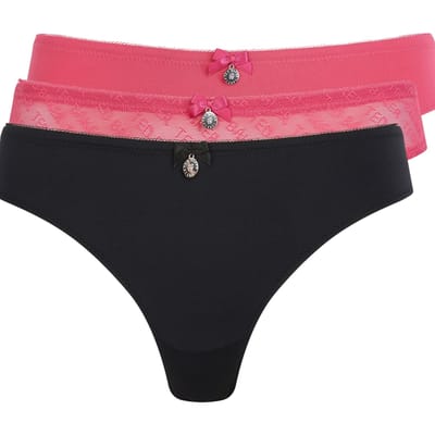 Ted Baker Nelly 3pk Mesh And Lace Brief Carmine/ Jet Black/carmine Maat: XL | Slipjes Outlet | Dames | Zwart