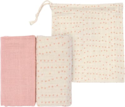 Set van 2 Luxe Katoenen Inbakerdoeken en Spuugdoeken Babyluier 80x80 cm Roze