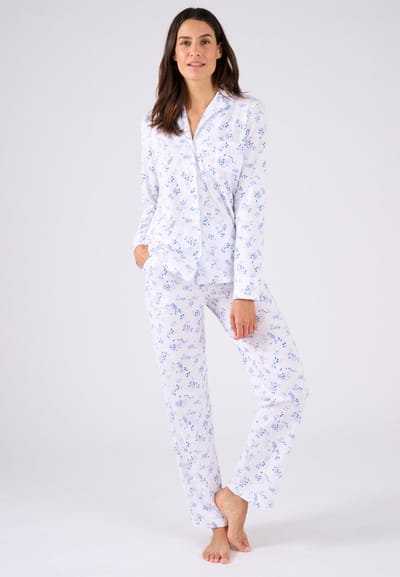Damart - Pyjama van jerseytricot zuiver katoen - Dames - Blauw - 38-40 (S)