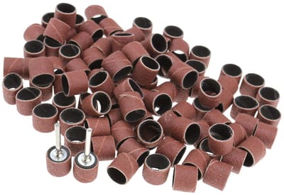 Allecto - Schuurbanden Mouwen - Carborundum - Compact - Polijsten - Voor Dremel Gereedschap - 100 Stuks + 2 Doorns