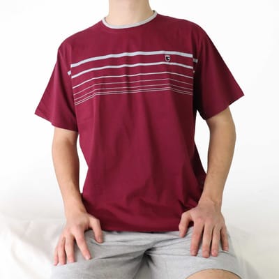 MEQ Heren Shortama - Pyjama Set - Ronde Hals - Rood - Maat S