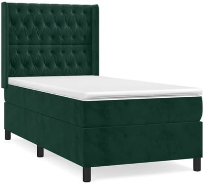 vidaXL - Boxspring - met - matras - fluweel - donkergroen - 80x200 - cm