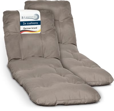 Beautissu Flair RL Ligbedkussen Set 2x 190x60x8 cm Taupe – Ligstoelkussen