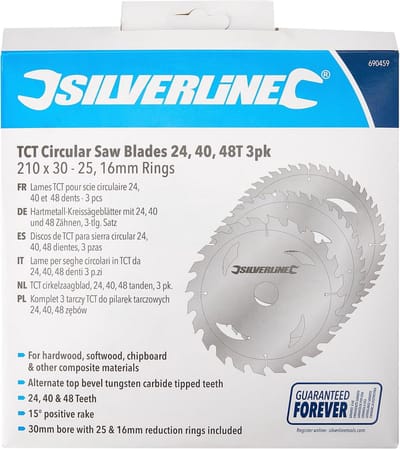 TCT Cirkelzaagbladen 3pk 210 mm met 24, 40 en 48 Tanden