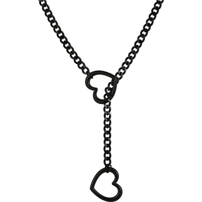 Role Play Verstelbare Roestvrij Staal Cubaanse Schakel Ketting Met Hartvormige O-Ring Punk Rock Stijl Leuk Voor Dagelijks En Feestelijk Gebruik 60cm black