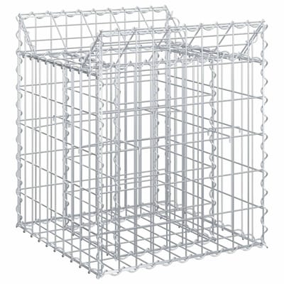 vidaXL - Gabion - verhoogd - bed - 50 - x - 50 - x - 60 - cm - Gegalvaniseerd - staal - zilver