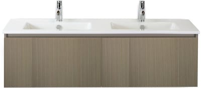 Frozen 3D Badmeubelset 140 cm - Greeplijst in Kleur - Olive - Keramische Wastafel Wit 2 Kraangaten