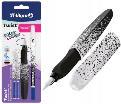 Pelikan Twist Vulpen Zwart-Wit, Ergonomisch, Voor Links- & Rechtshandigen