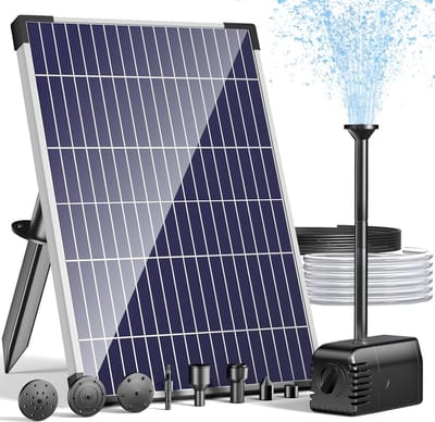 POPOSOAP 12 W Solar Vijverpomp Fontein voor Buiten, Tuin, Vijver, Aquarium | Met droogloopbeveiliging, 2 m slang, 7 sproeistanden, stabiele waterstraal, eenvoudige installatie, geschikt voor waterpartijen