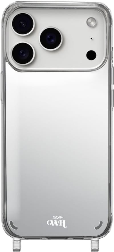 xoxo Wildhearts hoesje met spiegel geschikt voor iPhone 17 Pro case - Hoesje met haakjes geschikt voor telefoonkoord - Mirror Case - Schokbestendige backcover - Spiegelhoesje