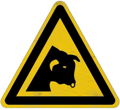 Stier waarschuwingsbord - W034 | Sign Again materiaal | 30 cm