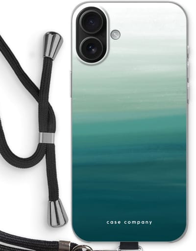 Case Company® - Hoesje met koord geschikt voor iPhone 16 Plus hoesje met Koord - Ocean - Telefoonhoesje met Zwart Koord - Bescherming aan alle Kanten en Over de Schermrand