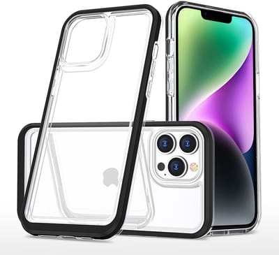Hoesje Geschikt voor iPhone 14 Plus Hoesje met bumper - Shockproof case – Zwart / Transparant
