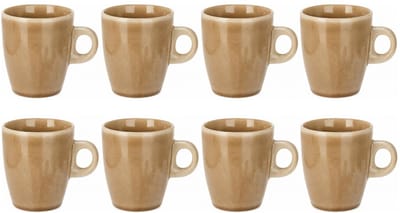 Siaki Koffiemok / theemok Faye - beige - set 8x - 220 ml - mokken - kerammiek - tas