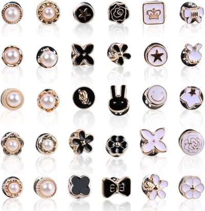 30 stuks DIY broche knopen strass kralen pinnen afneembaar zonder naaien voor kleding, rugzak en tassen, afneembare veiligheidsbroches, jeans- en hemdknoopdecoratie