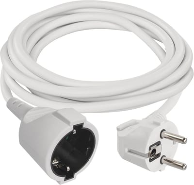 Verlengkabel 5 meter - Geaarde stekker - 250V 16A - Hoogwaardige PVC-isolatie - Voor binnengebruik - Wit
